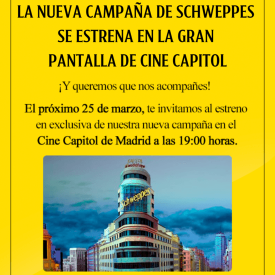 La nueva campaña de Schweppes se estrena en la gran pantalla de Cine Capitol