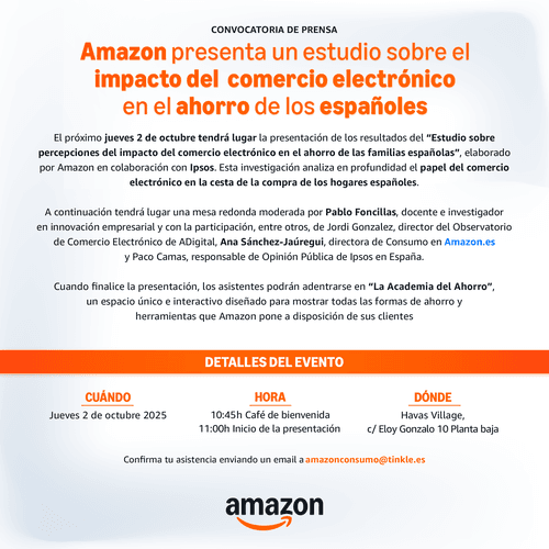 Amazon presenta un estudio sobre el impacto del comercio electrónico en el ahorro de los españoles