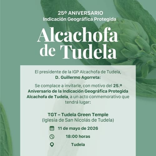 El consejero Aierdi acude el próximo lunes, 11 de mayo, al acto conmemorativo del 25.º aniversario de la Indicación Geográfica Protegida Alcachofa de Tudela