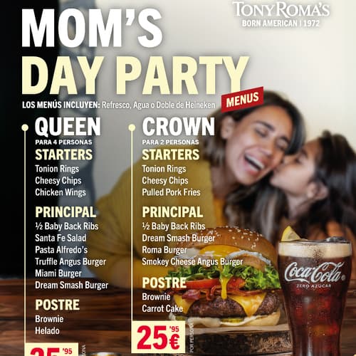 Tony Roma's celebra su "Mom's day party"