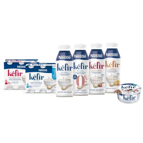 Nestlé Kéfir sabor Tropical y Nestlé Kéfir Natural 0% materia grasa en formato 6x100g se suman a la familia de Nestlé Kéfir