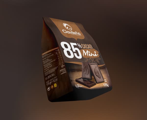 Presentación de las Mini-Chocolatinas de Chocolate Negro al 85% de Chocolate Clavileño