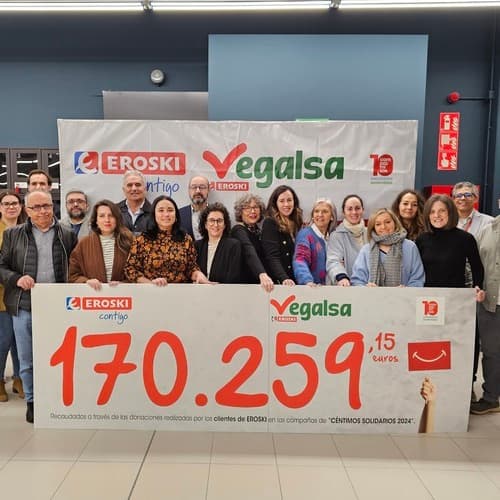 Vegalsa-Eroski recaudó más de 170.000 euros con su programa 'Céntimos Solidarios' en 2024