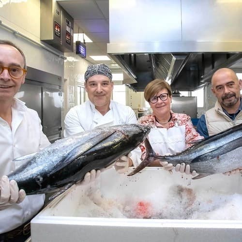Alimerka mantiene su tradición y se hace con el primer bonito del norte rulado en Avilés