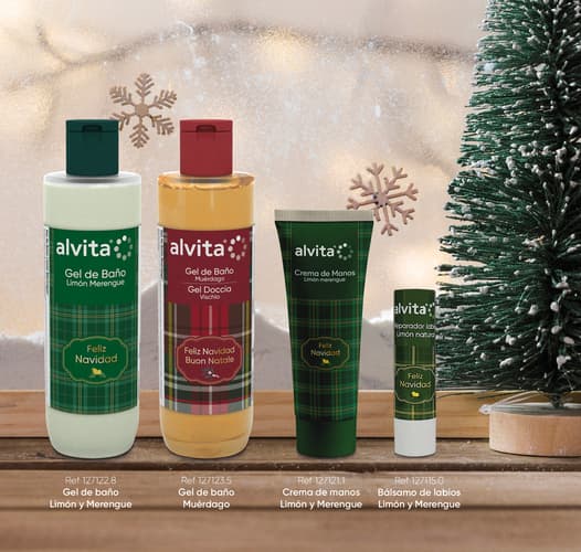 Alvita lanza la nueva edición de geles de baño, bálsamo labial y crema de manos especial Navidad con aroma a Muérdago y limón merengue