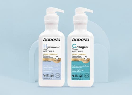 Babaria refuerza su gama de Body Milks con dos lanzamientos top: Hyaluronic Acid y Collagen Vegan