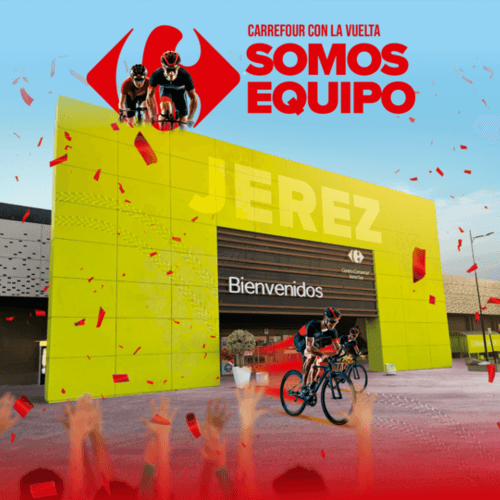 Carrefour hace historia con la primera salida de la vuelta desde dentro de un hipermercado