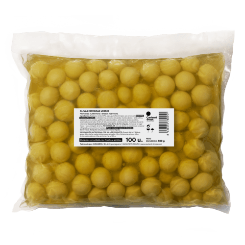 Nuevas bolsas de olivas esféricas Caviaroli DROPS para catering y HORECA
