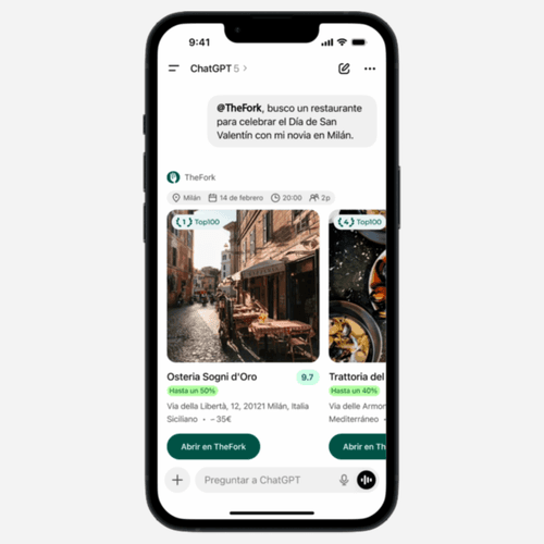 TheFork lanza una nueva funcionalidad que permite hacer reservas en restaurantes con IA a través de ChatGPT