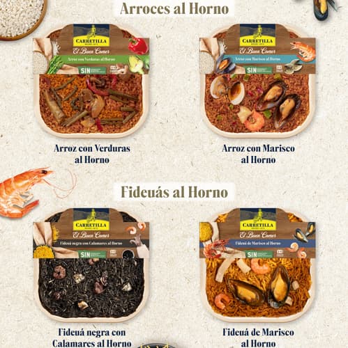 Carretilla amplia su gama de Refrigerados con Arroces y Fideuás al Horno, en un innovador envase de celulosa