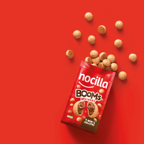 Nocilla lanza Booms Rellenas, la primera galleta ultra mini del mercado con más relleno de crema de cacao