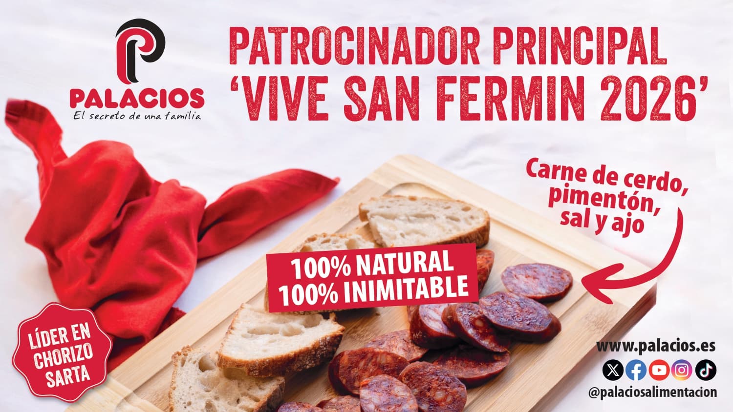 Palacios Alimentación, un año más como Patrocinador Principal de “Vive San Fermín 2026”